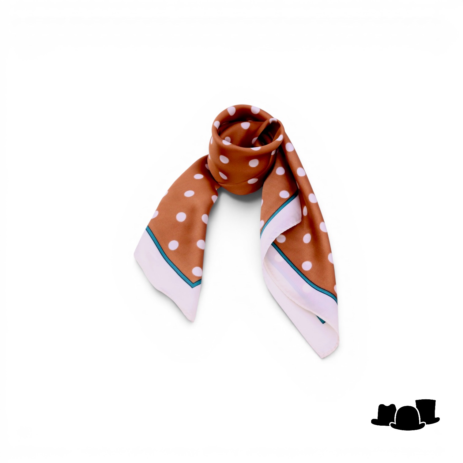 onkar neckerchief satijn small polkadots ivory green and cognac