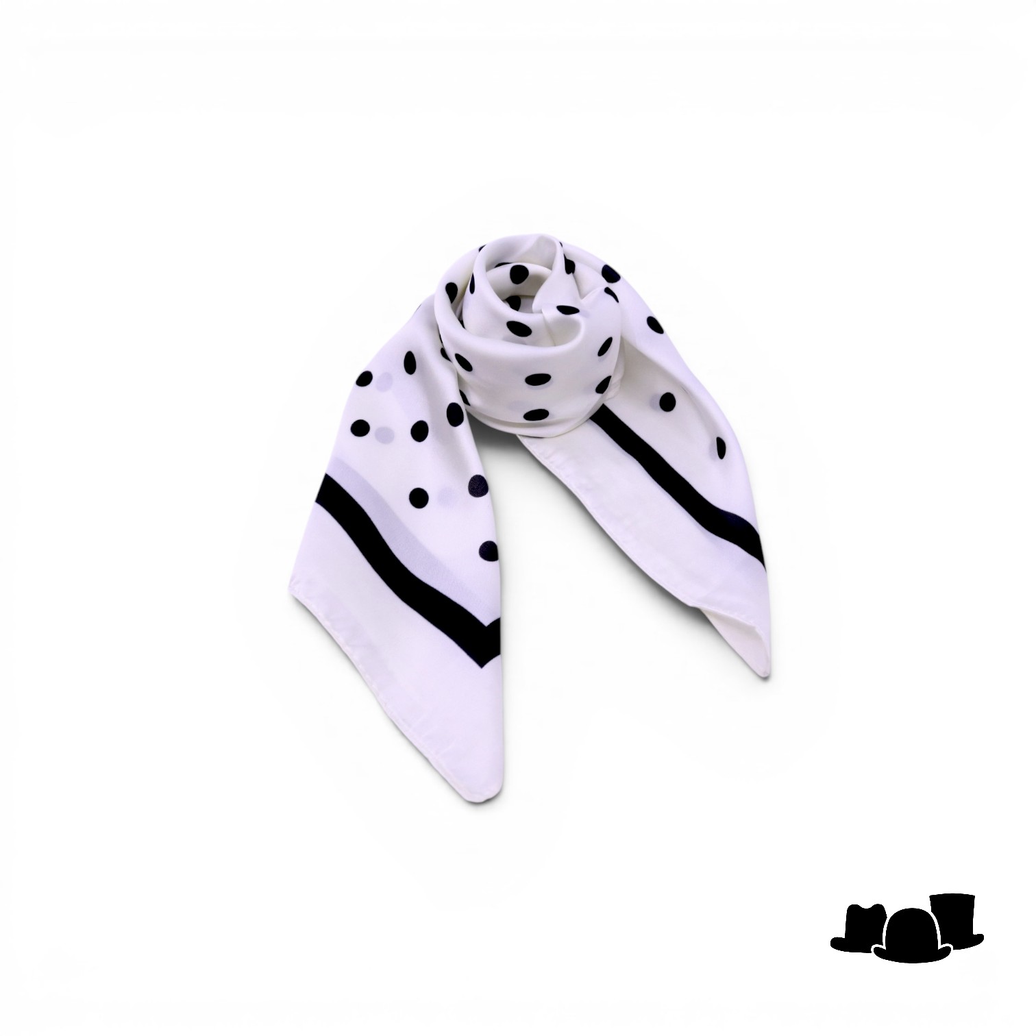 onkar neckerchief satijn small polkadots ivory and black