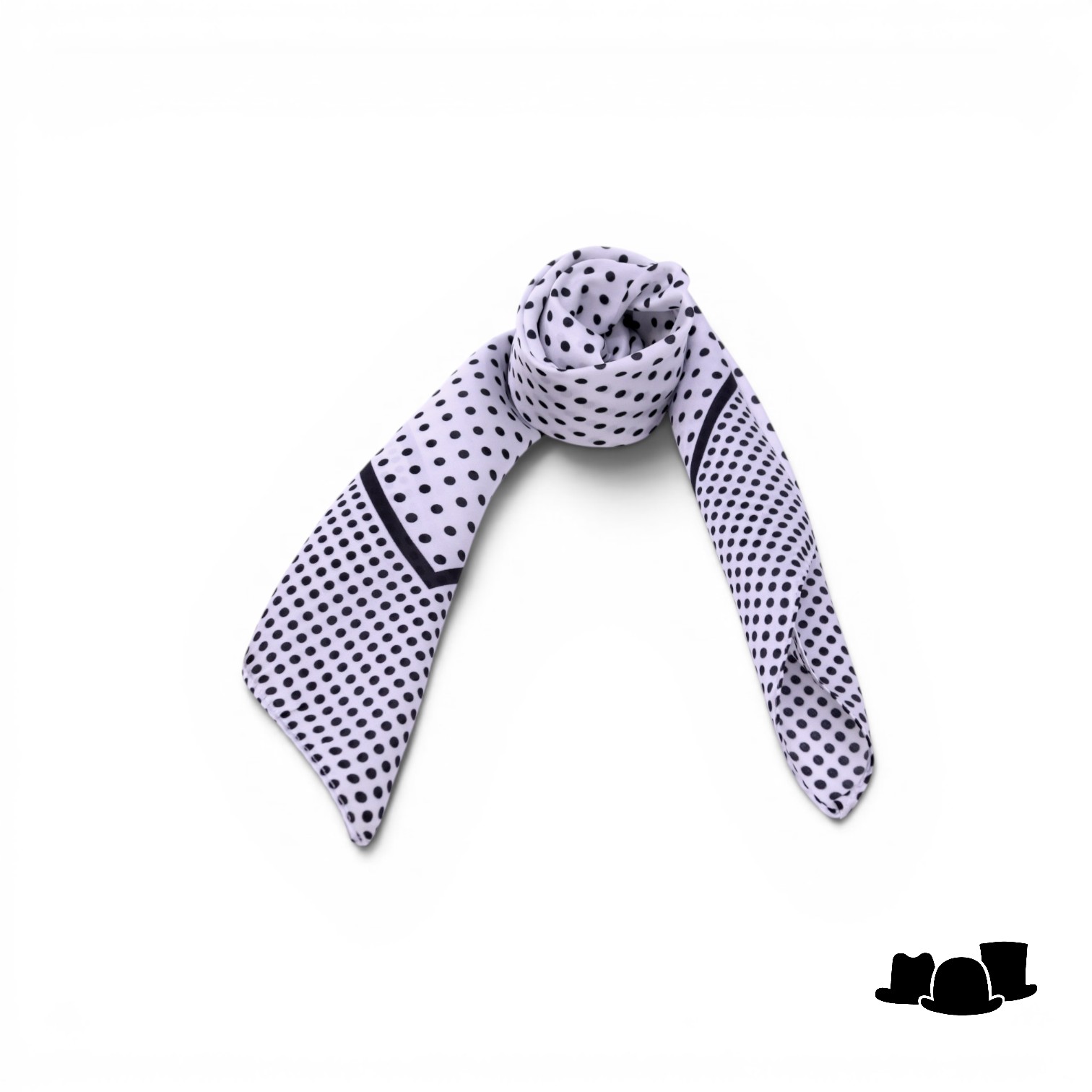 onkar neckerchief satijn small polkadots white and black