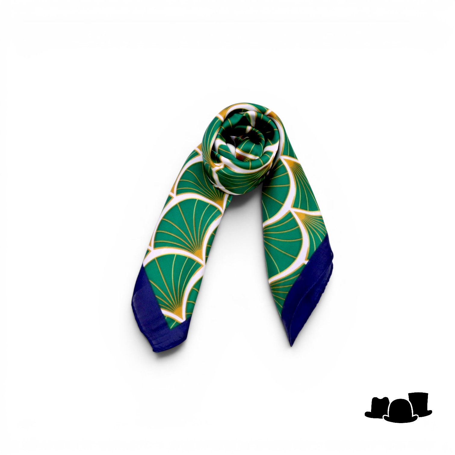onkar neckerchief sjaaltje satijn art deco green and gold