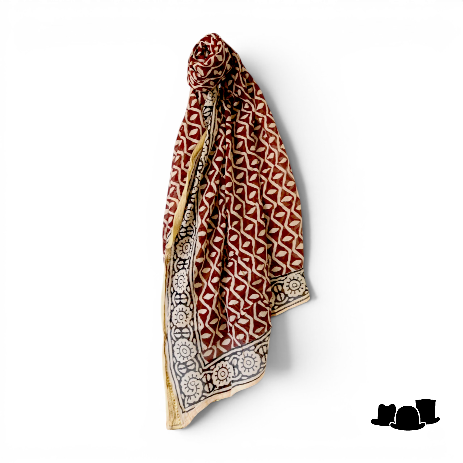 onkar zomer sjaal en pareo jaipur golden cream and bordeaux
