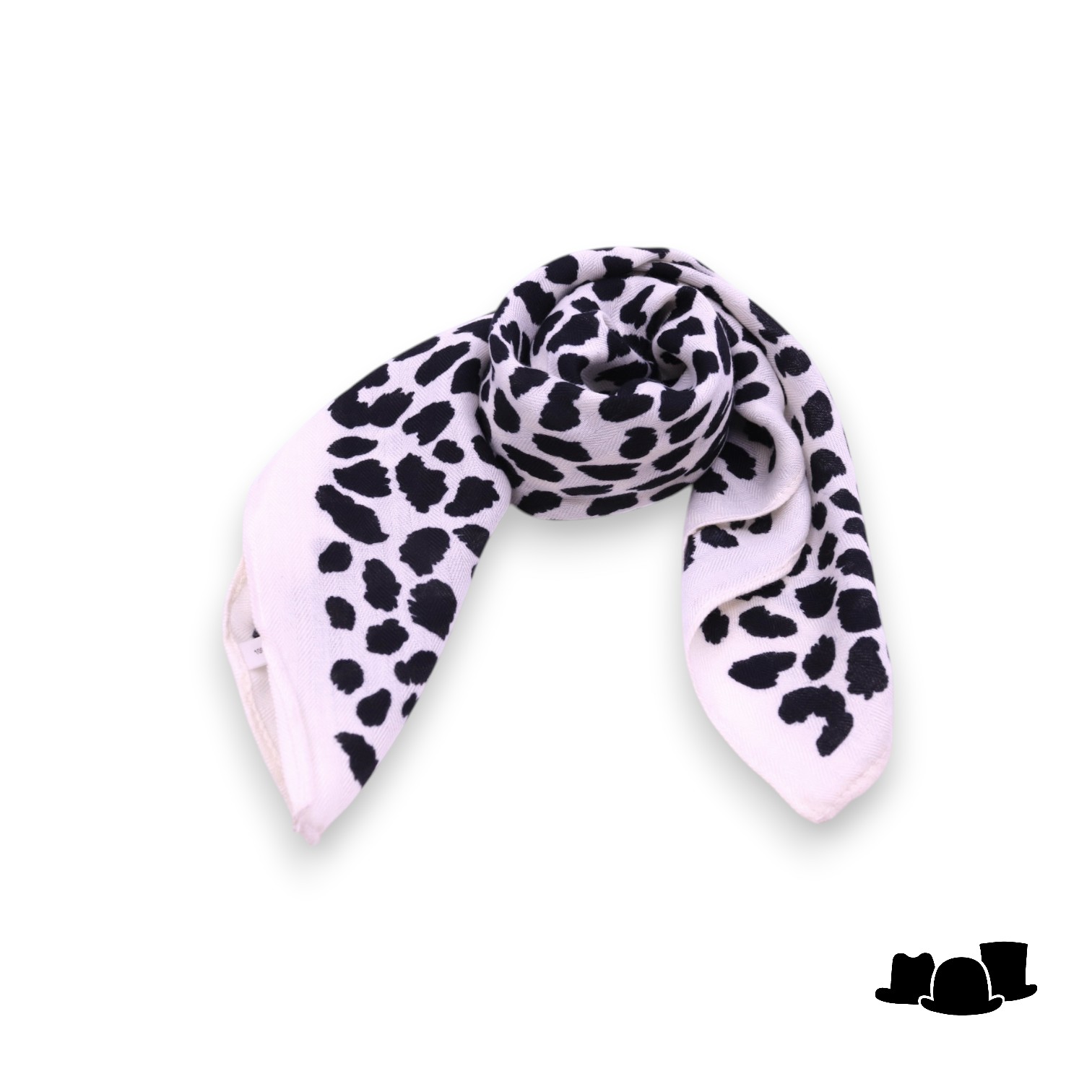 onkar neckerchief soft animal print black ivory