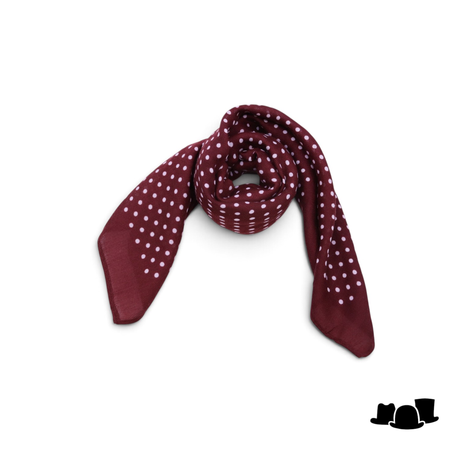 onkar neckerchief soft polka dots burgundy white