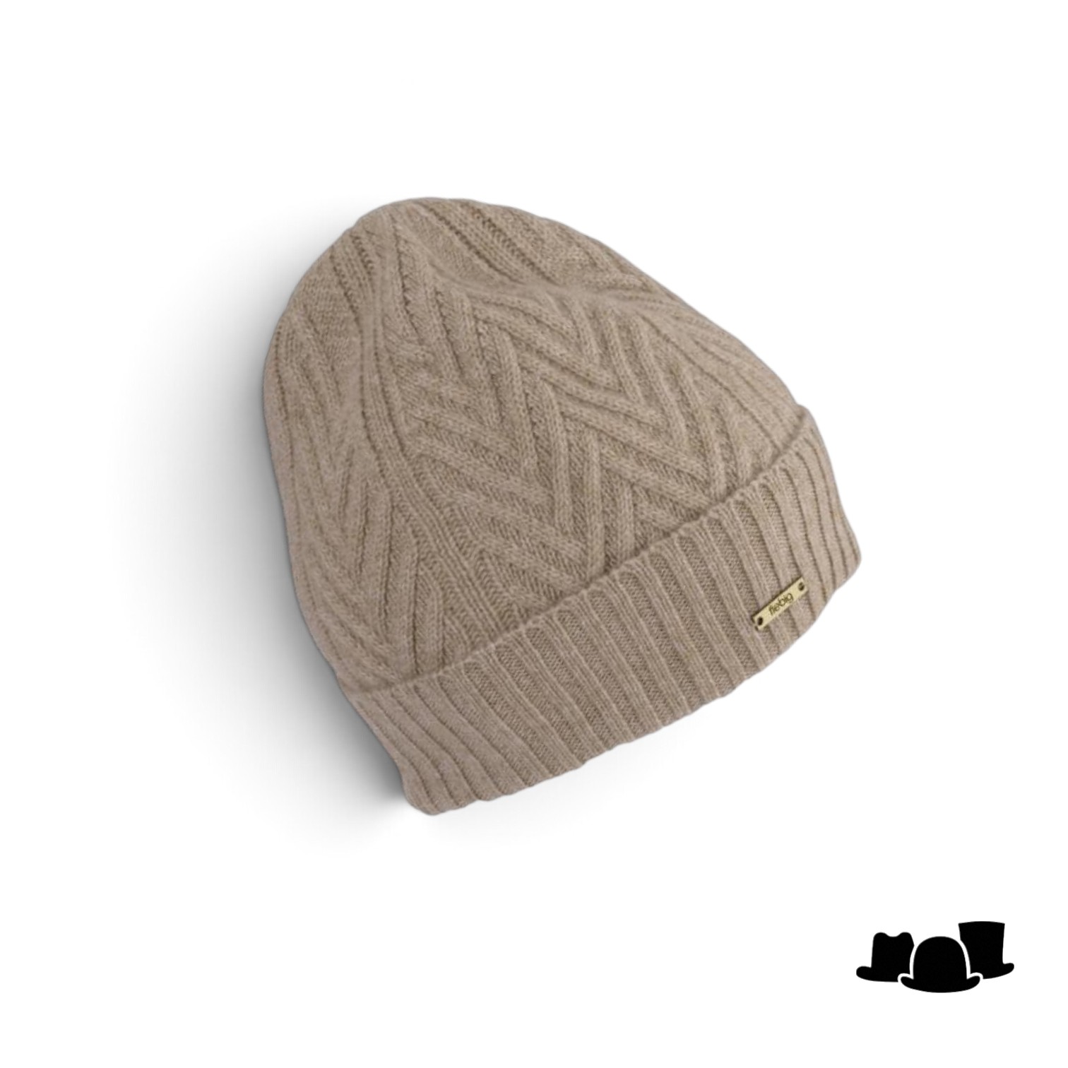 fiebig beanie zigzag cashmere taupe