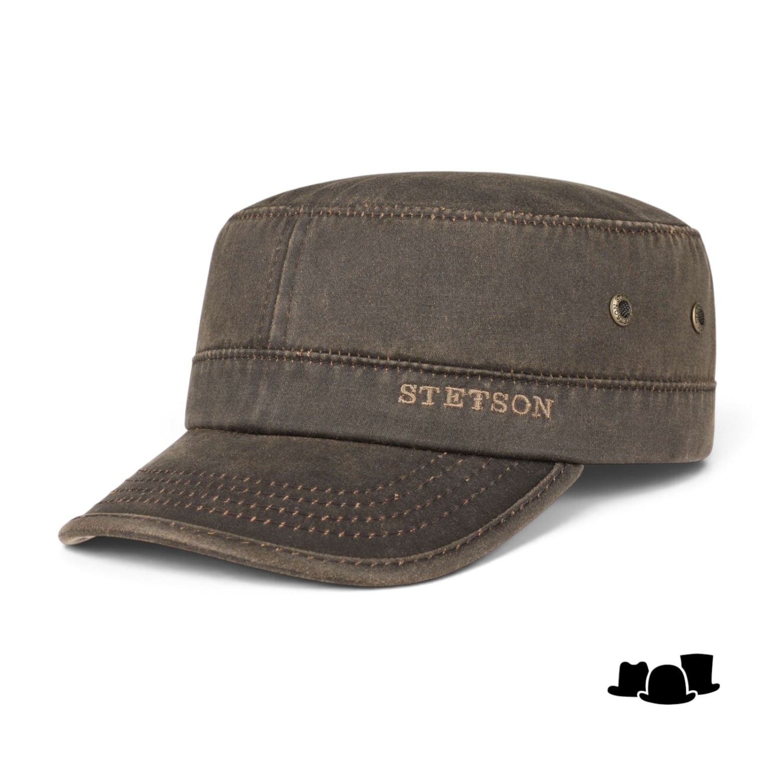 stetson army cap cotton mix brown brass 