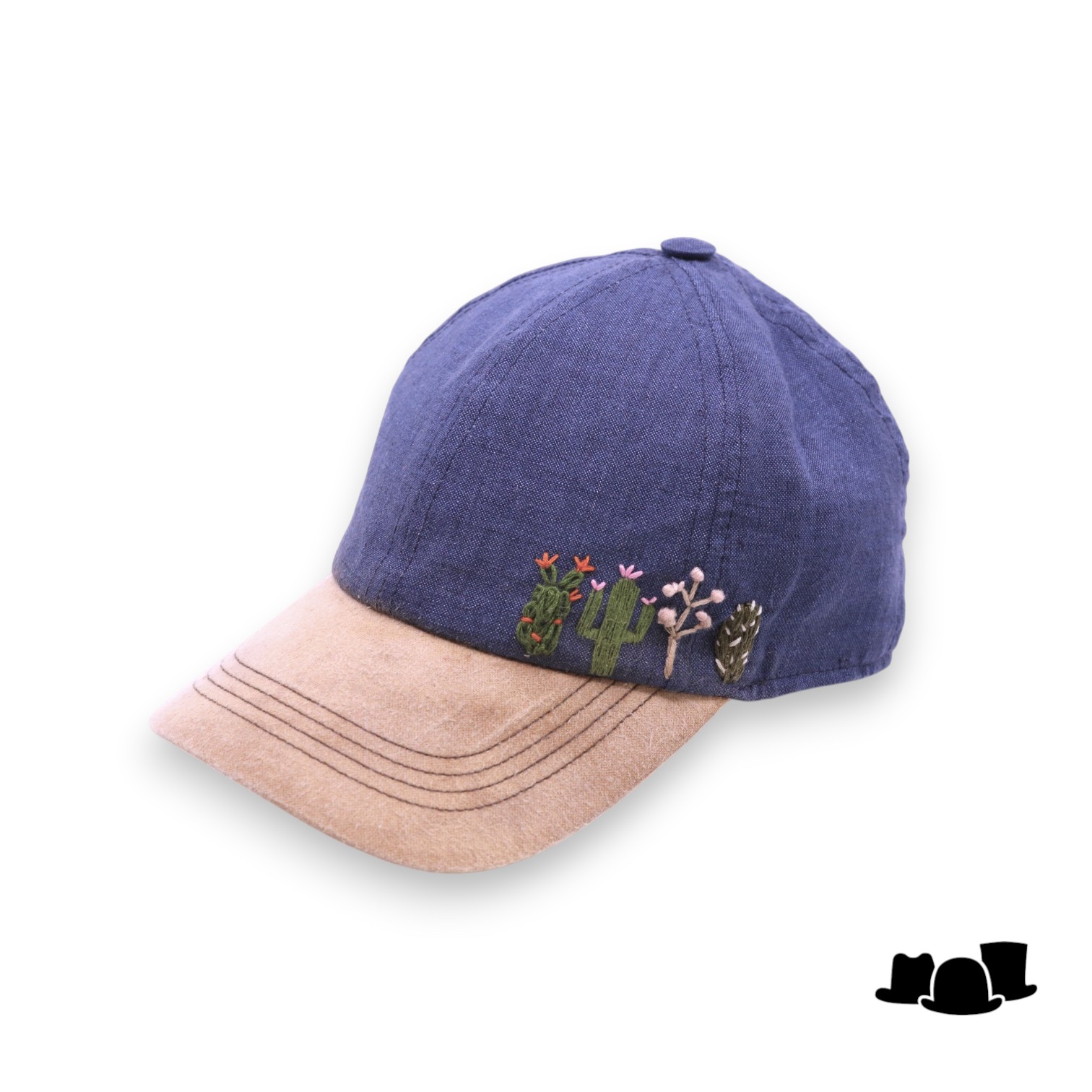 bespoke wigens baseball cap desert bloom distressed bill blue and beige