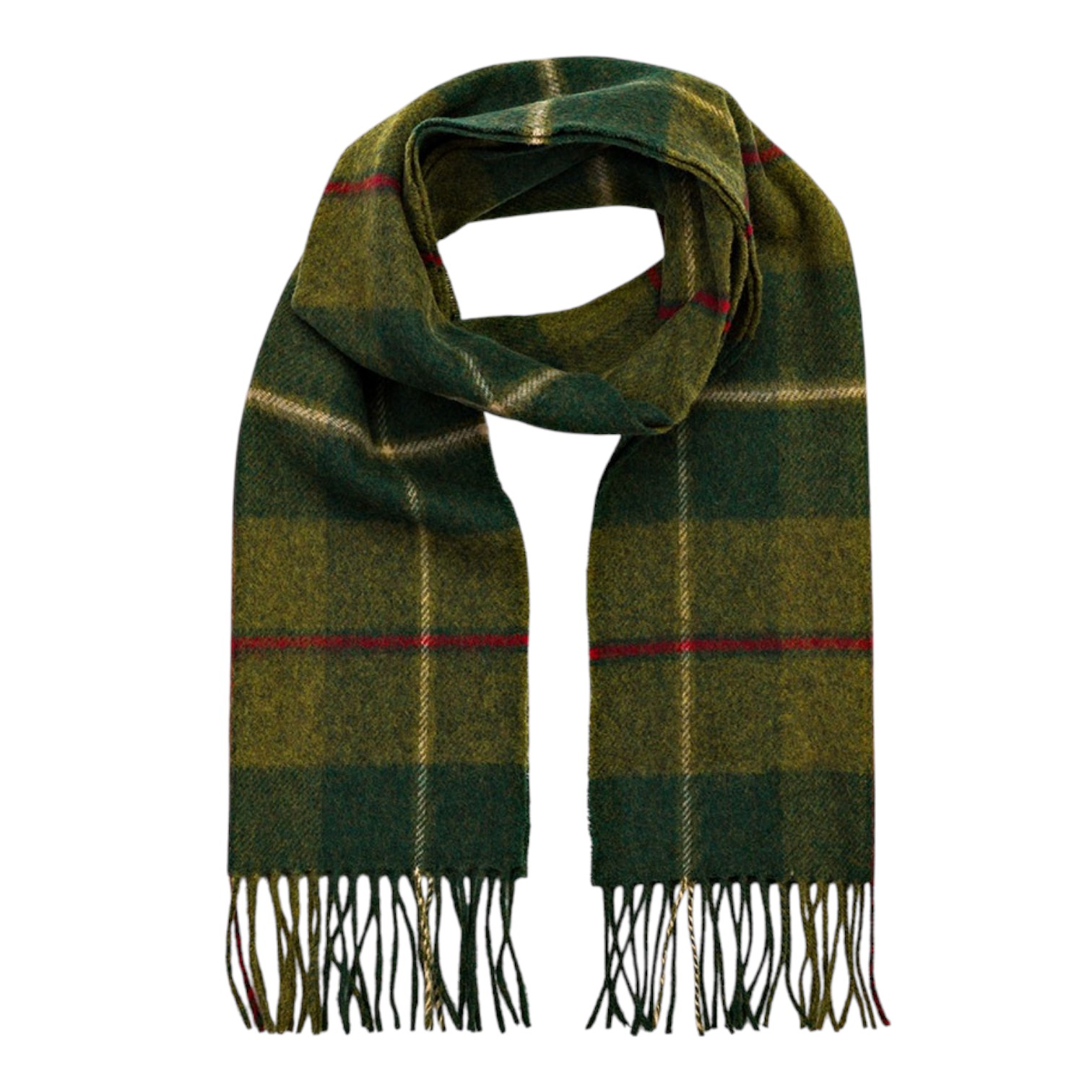 john hanly irish wool scarf short country green red cream plaid