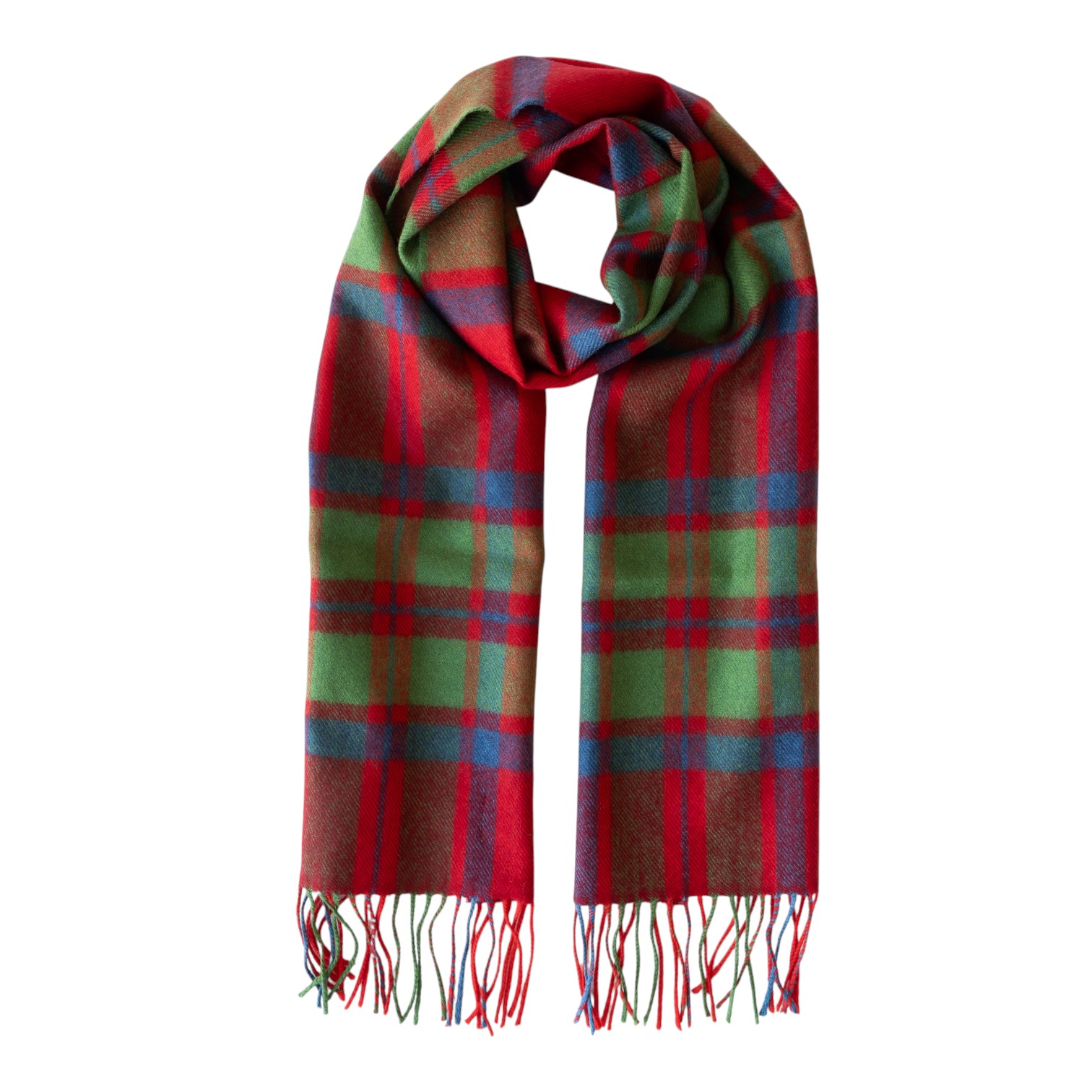 john hanly merino luxury wool scarf red green blue check herringbone