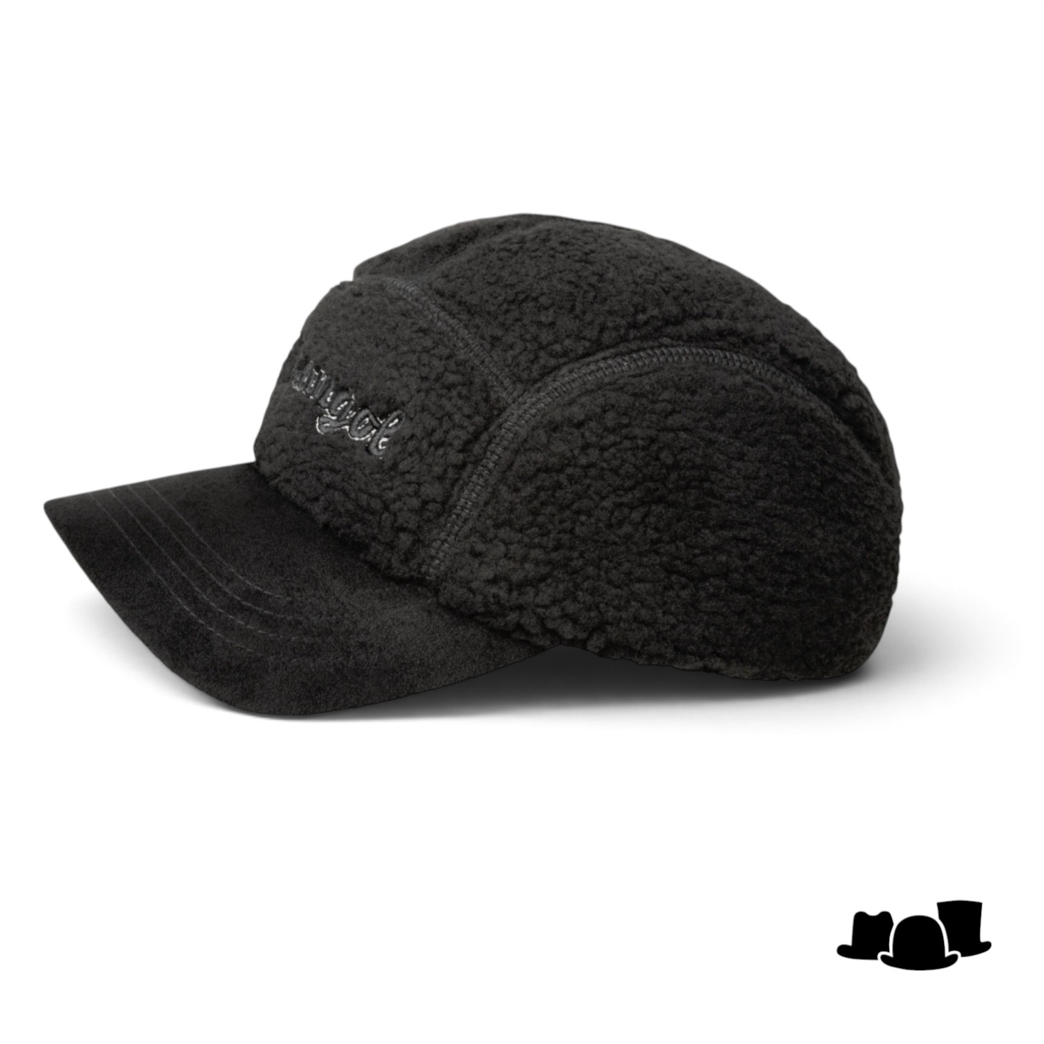 kangol cap script faux sherpa 5 panel black