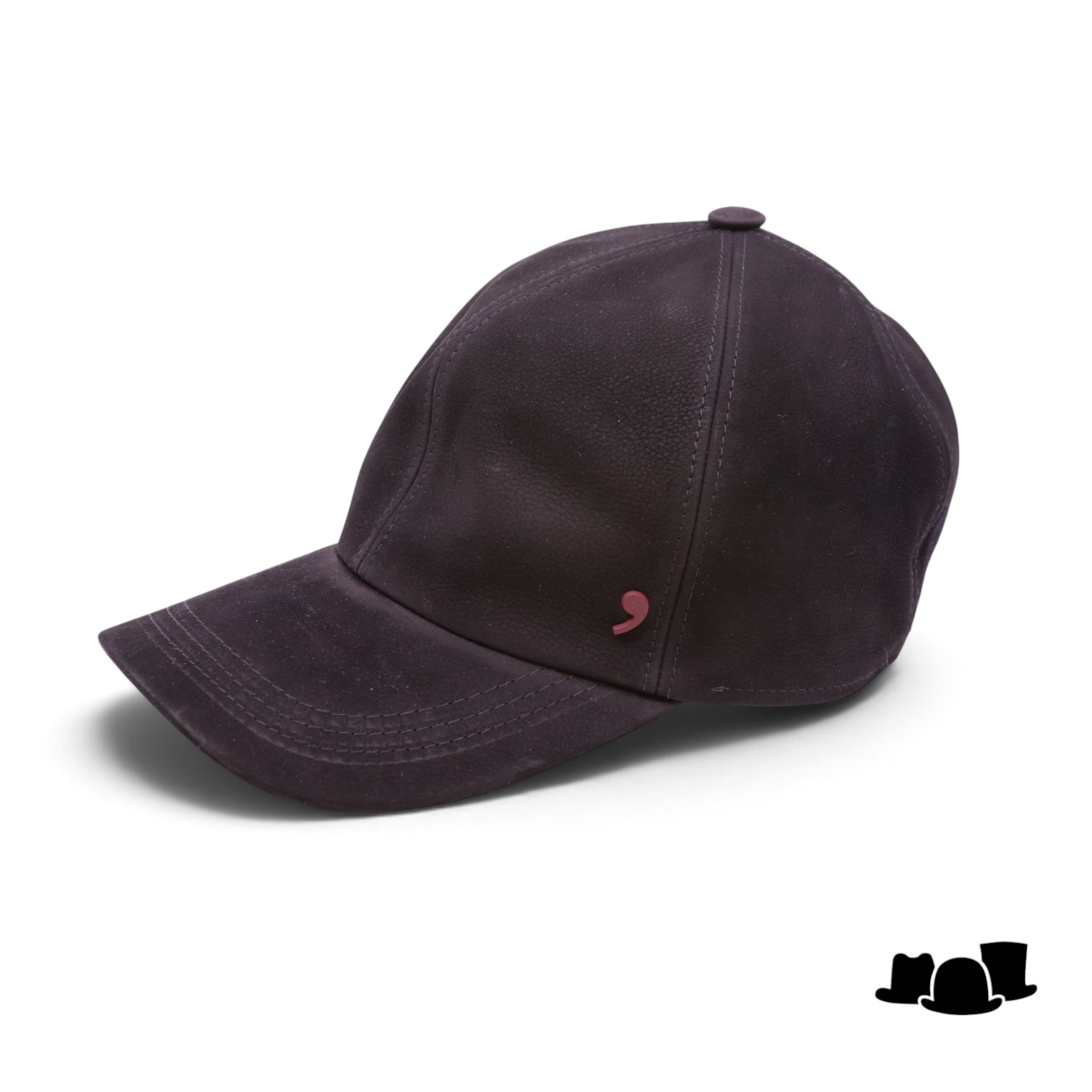 alfonso deste baseball fitted cap nubuck leder zwart