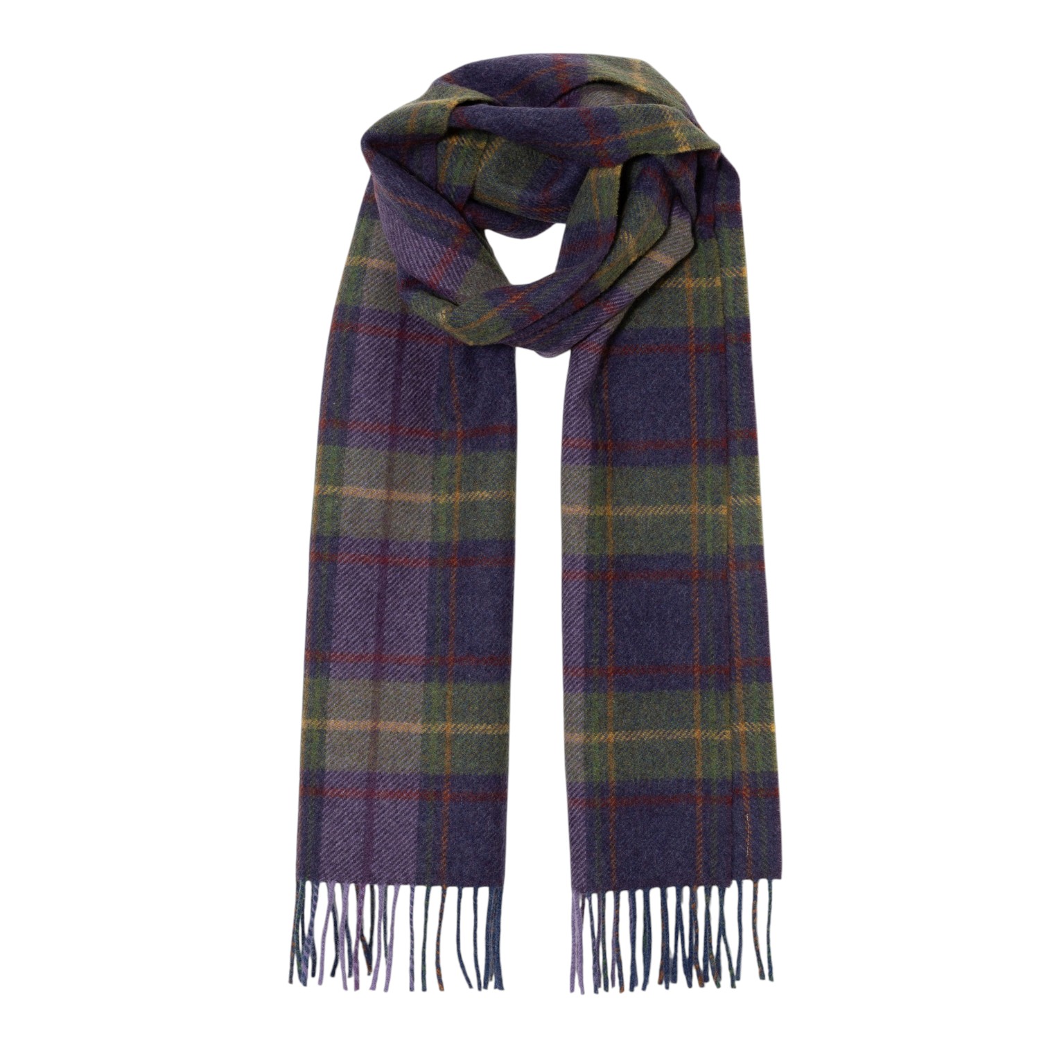 john hanly irish wool scarf long purple green plaid