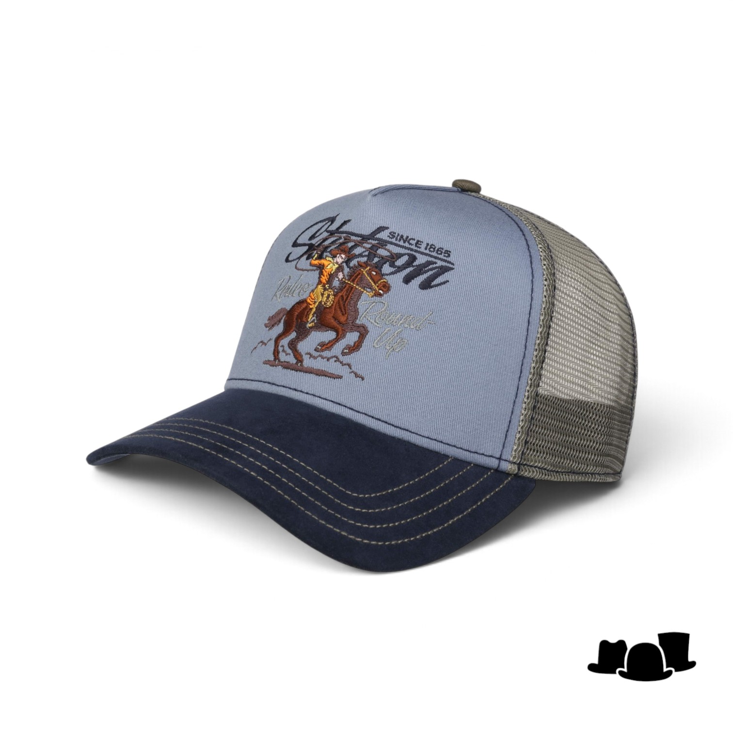 stetson trucker cap rodeo round up blue