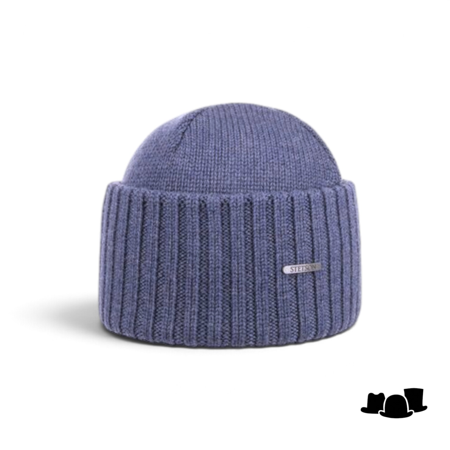 stetson beanie northport merino wool knit graphite blue