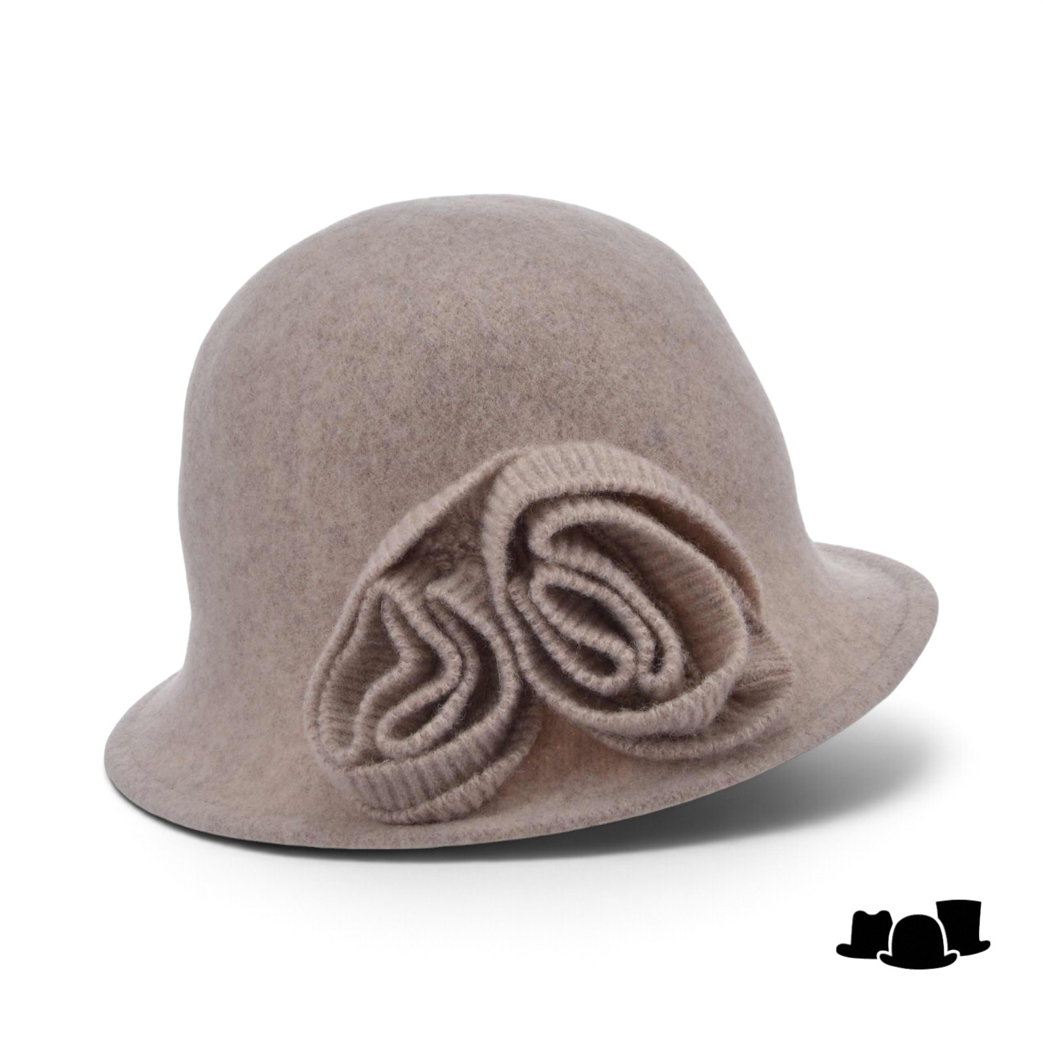 seeberger cloche wool knitted flower sand