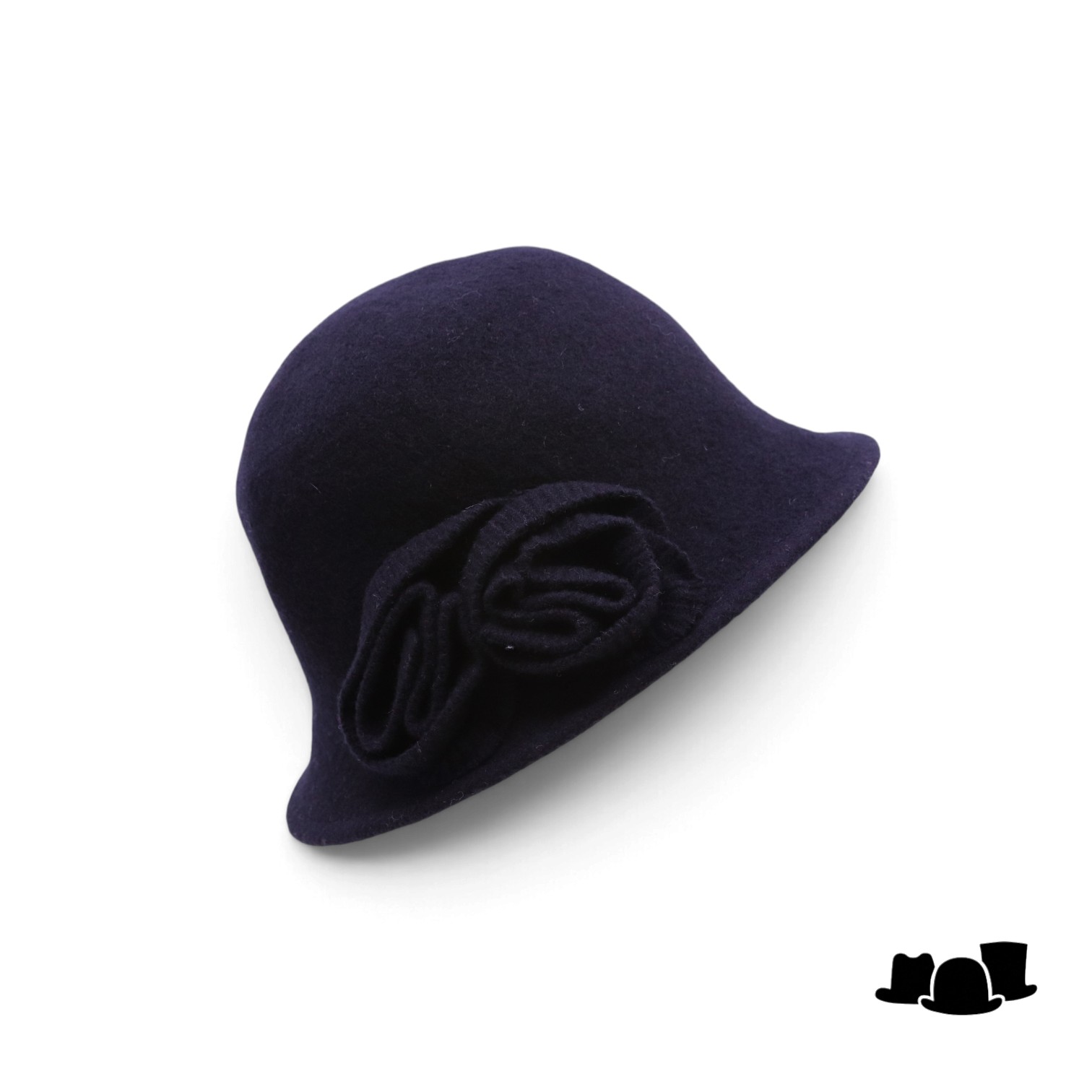 seeberger cloche wool knitted flower black