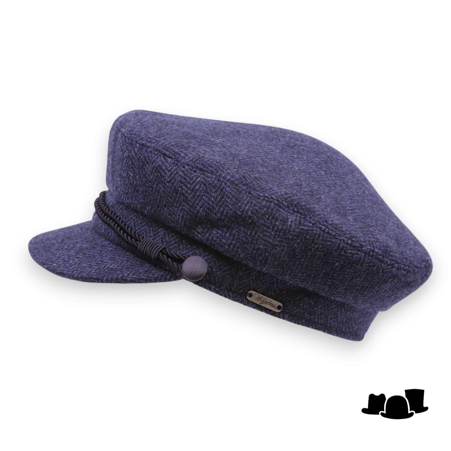 wigens fisherman cap wol visgraat navy