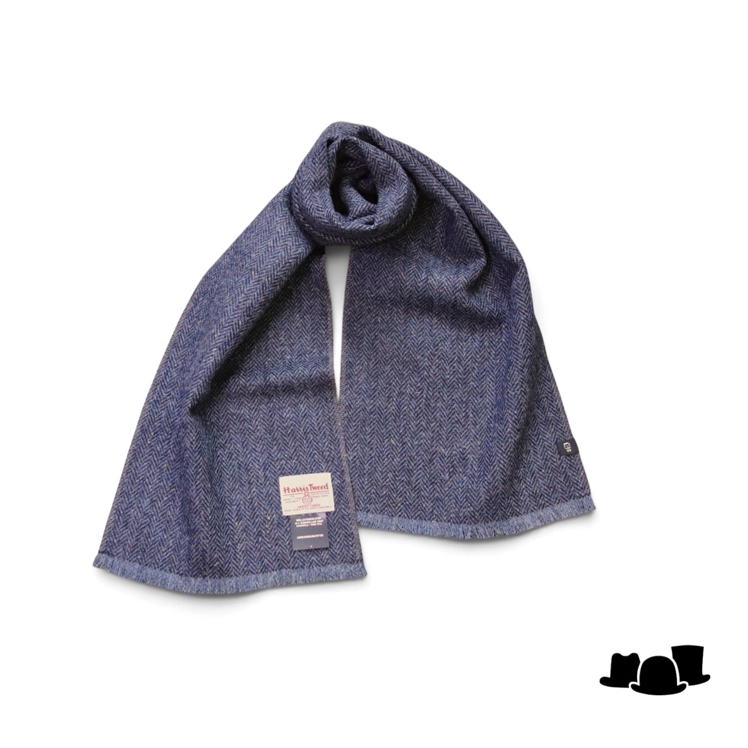 city sport sjaal harris tweed visgraat spikkel blauw