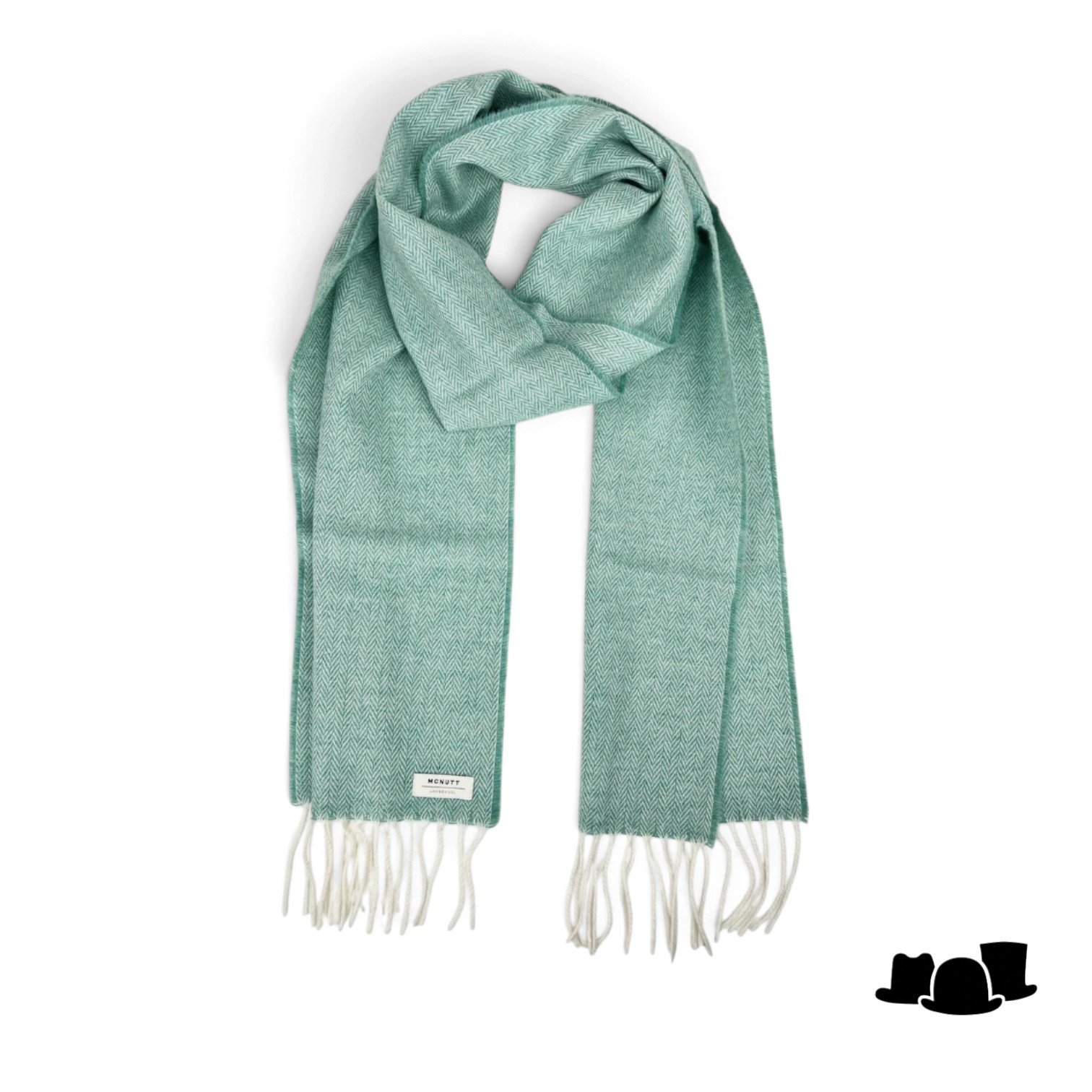 mcnutt of donegal irish wool scarf visgraat spearmint