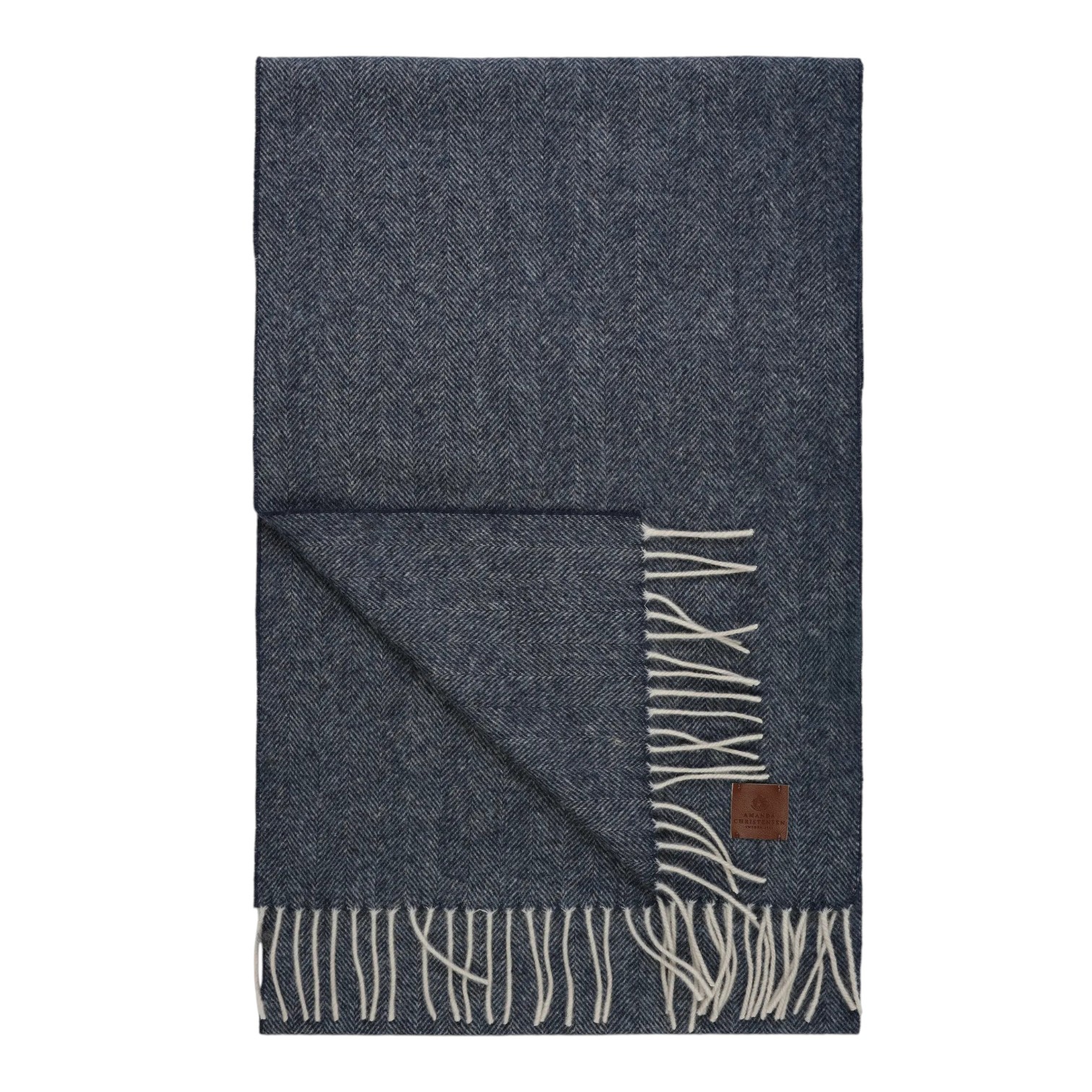 wigens scarf wool herringbone navy 