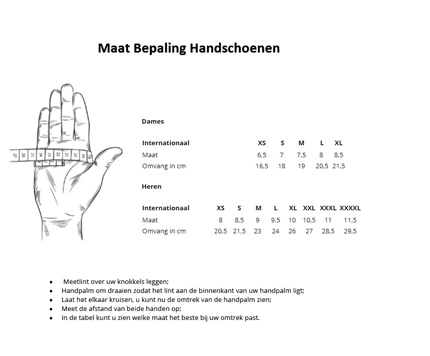 Hoofddeksels Handschoenen: uw maat meten - Hoedenonline.nl