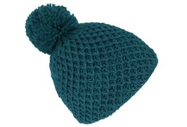fibi kinder knitted pompom muts petrol