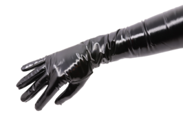 lange handschoenen dominica wet look lak zwart