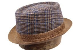 Jos van Dijck Pork Pie Geruit Bruin Blauw Geel