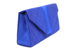 maddox korte handtas sinamay en satijn cobalt