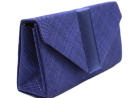 maddox korte handtas sinamay en satijn marine