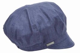 seeberger ballonpet contrast katoen en linnen ink blue