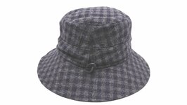 portaluri pescatore bucket brede rand wol ruit grijs en blauw