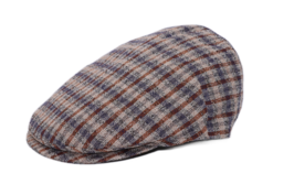 borsalino engelse pet crossover katoen en Linnen mix ruit beige bruin blauw