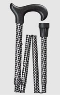 gastrock uni ergonomic derby opvouwbare wandelstok karo check zilver zwart