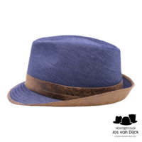 jos van dijck trilby katoen vegan leather jeansblauw