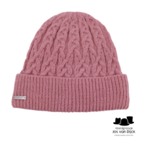 seeberger muts cable knit met omslag acrylmix rosewood