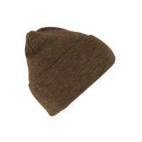 fiebig beanie muts duurzaam gebreid po mix cognac bruin