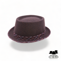 jos van dijck pork pie geruit donkerbruin bordeaux blauw