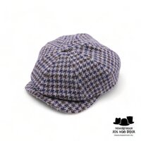 wigens newsboy classic cap harris tweed grey blue