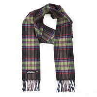 john hanly irish cashmere wool scarf dark brown green check plaid