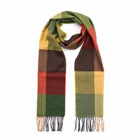 john hanly merino luxury wool scarf yellow green brown block check