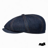 stetson newsboy cap hatteras sustainable denim dark blue