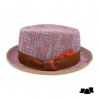 alfonso d este pork pie linnen stripe naturel grijs rood
