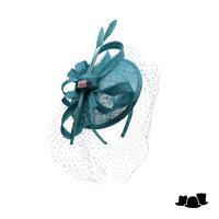 bedacht fascinator valetta sinamay en voile zeegroen