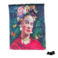 onkar dubbelzijdig sjaal zijdemix frida khalo en bloemenvaas