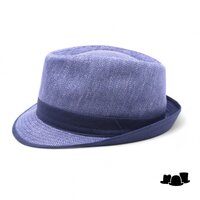 jos van dijck trilby linnen visgraat blauw  