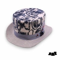 alfonso deste hoge hoed katoen mix grijs blauw