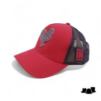 made in mato trucker cap rooster red black