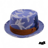 alfonso deste pork pie katoen broderie katoenmix blauw wit