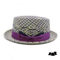 alfonso deste pork pie panama 2tone blauw en salie groen