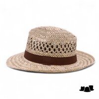 fiebig fedora strohoed extra ventilatie naturel en bruin